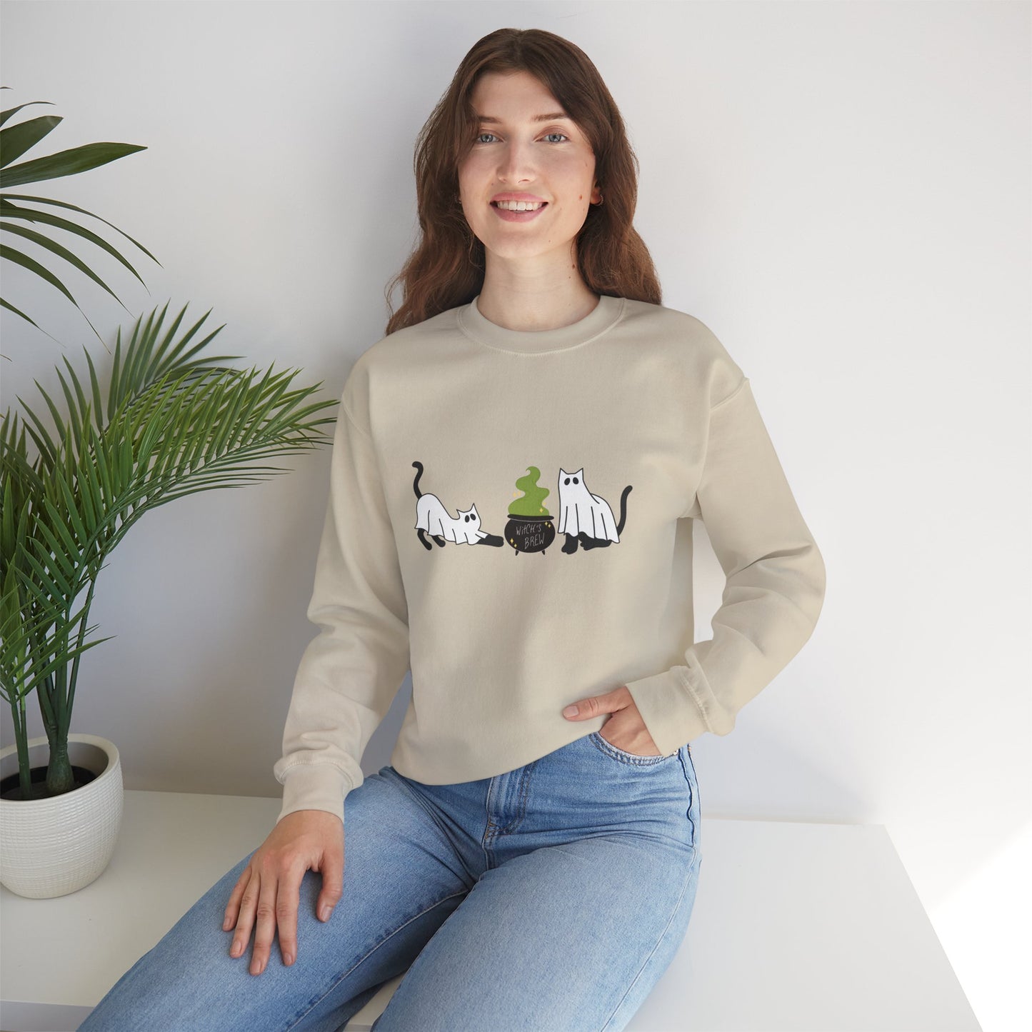 Cat-Themed Crewneck Sweatshirt, Perfect Gift for Cat Lovers, Cozy Fall/Festival Wear, Halloween Apparel, Unique Pet Lover Gift
