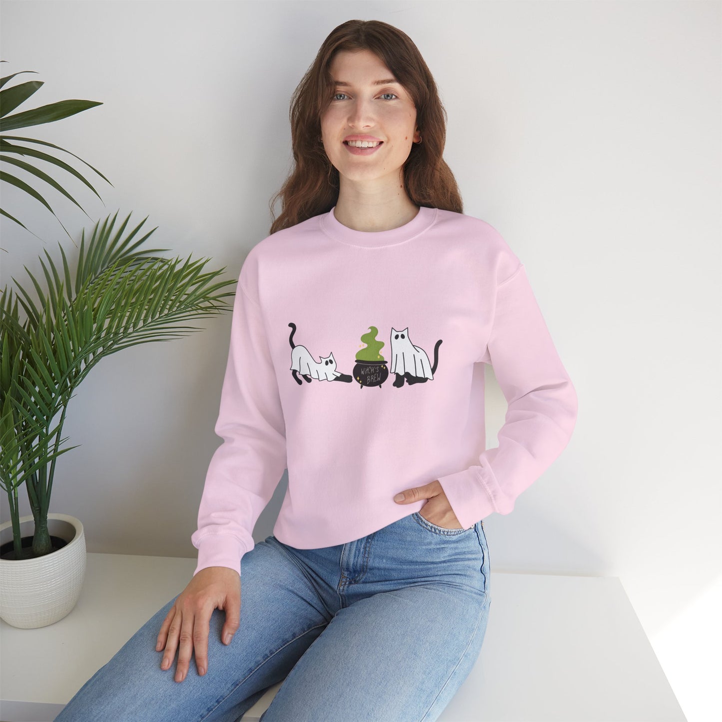 Cat-Themed Crewneck Sweatshirt, Perfect Gift for Cat Lovers, Cozy Fall/Festival Wear, Halloween Apparel, Unique Pet Lover Gift