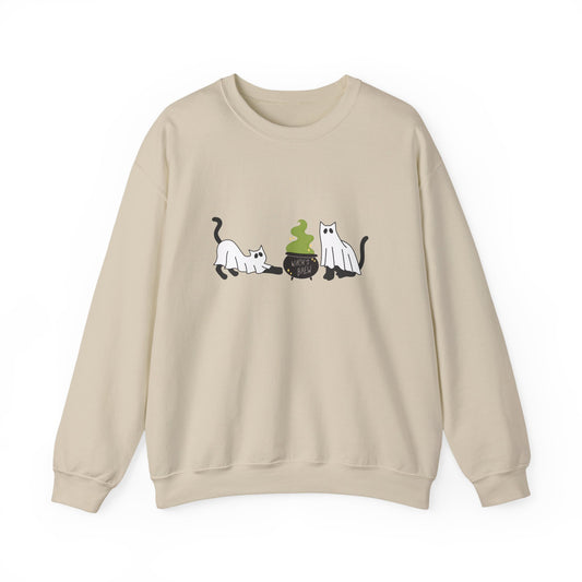 Cat-Themed Crewneck Sweatshirt, Perfect Gift for Cat Lovers, Cozy Fall/Festival Wear, Halloween Apparel, Unique Pet Lover Gift