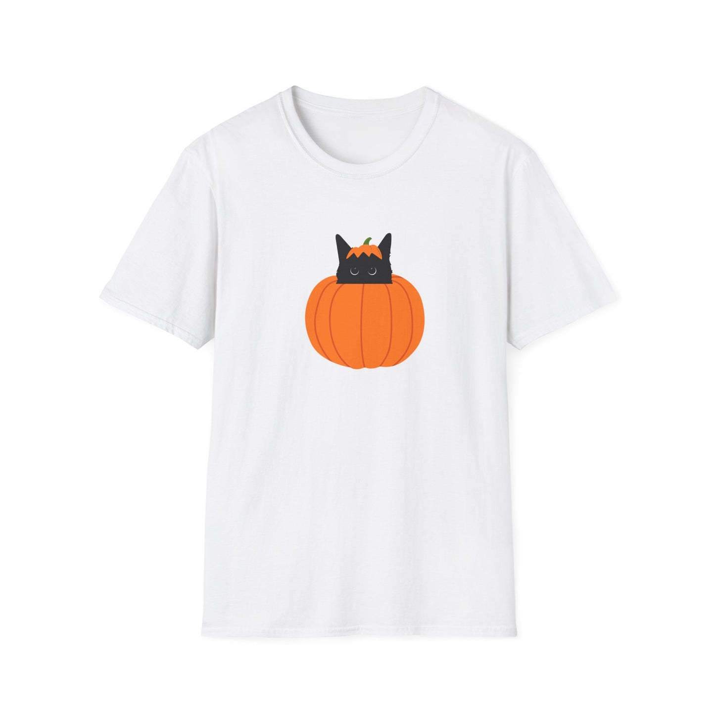 Cute Halloween Cat in Pumpkin Unisex T-Shirt – Fall Graphic Tee
