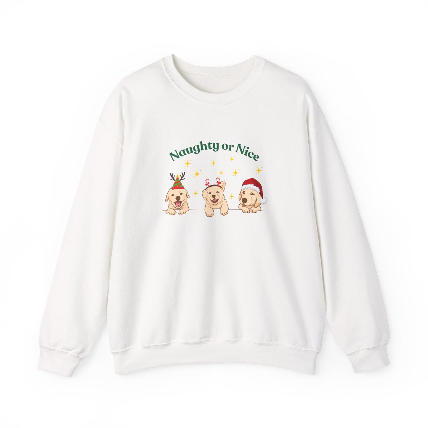 Festive Dog Sweatshirt, Naughty or Nice Sweatshirt, Holiday Apparel, Pet Lover Gift, Cozy Crewneck, Christmas Sweatshirt